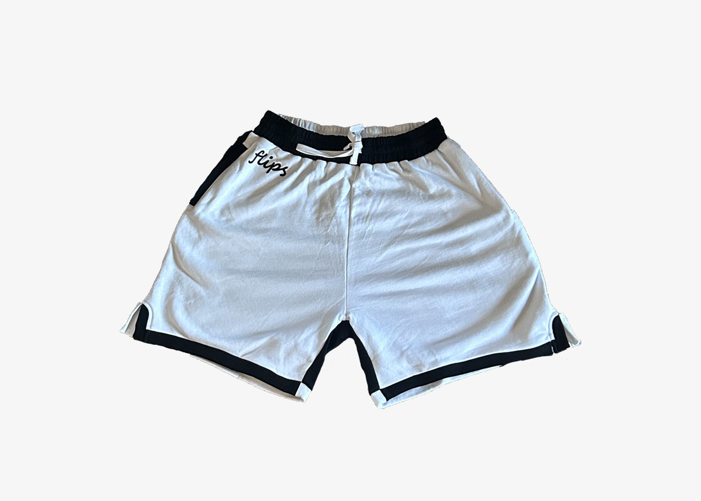 FLIPS heavy weight cotton shorts-white/black